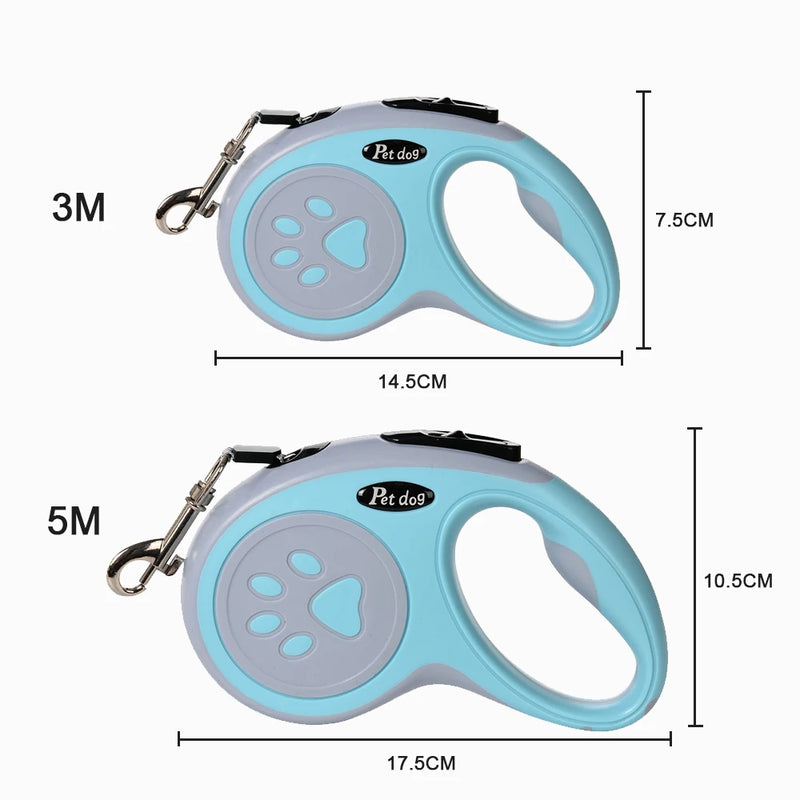 Coleira Retrátil Automática de Nylon para Cães - 3M e 5M